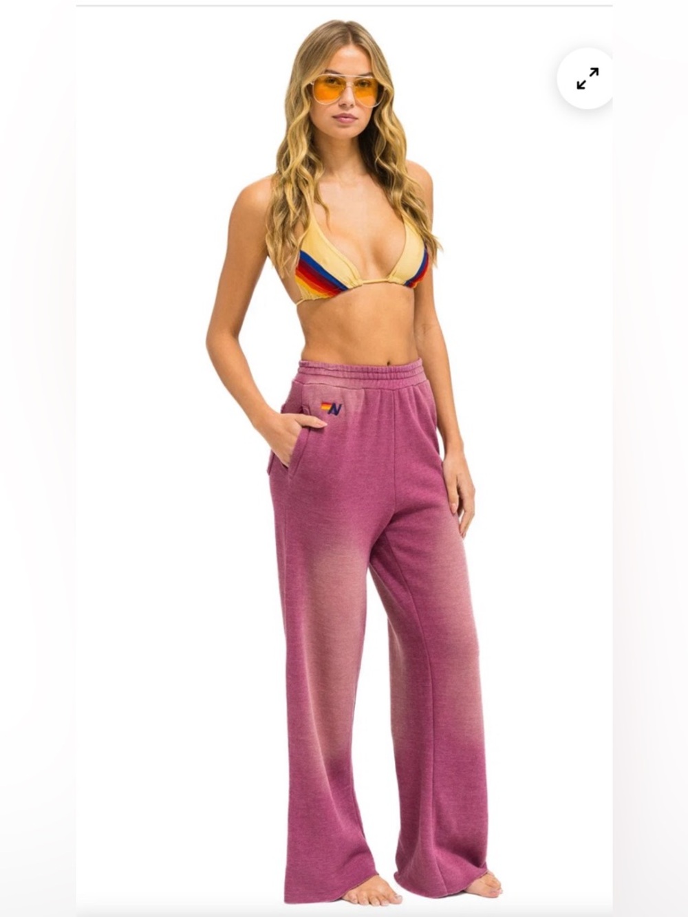 Aviator Nation Pink Wide Leg Sweatpants, size L, NWT - Picture 2 of 6